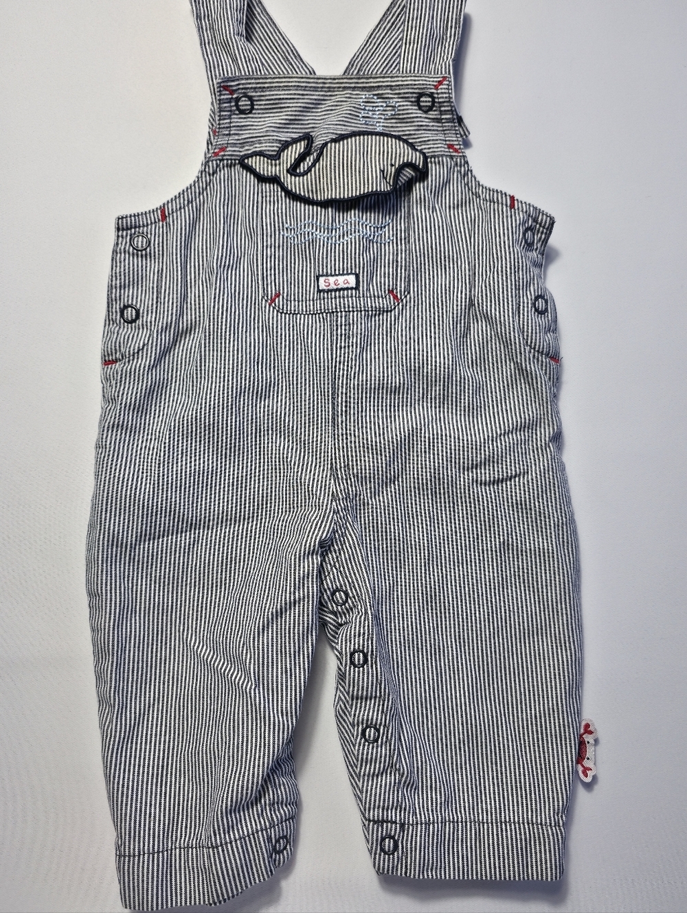 Vintage 90s Gymboree Baby Overalls 0-3 Months Striped Whale Cotton Unisex